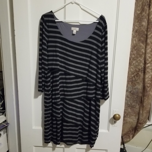 LOFT Dresses & Skirts - Black and gray striped Loft Dress LOFT Dresses & Skirts - Black and gray striped Loft Dress
